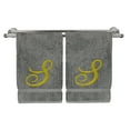 thumbnail image 2 of Monogrammed Hand Towel, Personalized Gift, 16 x 30 Inches - Set of 2 - Gold Embroidered Towel - Extra Absorbent 100% Turkish Cotton - Soft Terry Finish - for Bathroom, Kitchen and Spa - Script S Gray, 2 of 3