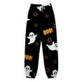 thumbnail image 4 of adviicd Halloween Pajamas Women Ghost Cute Print pj Pants Wide Leg Drawstring Loungewear (Black, XXL), 4 of 4