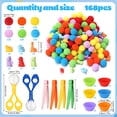 thumbnail image 2 of sixwipe Fine Motor Skills Toys for Early Sensory Education Color Sorting Matching Counting Training, Includes 12 Sorting Bowls, Assorted Tweezers, and 120 Colorful Plush Balls, 2 of 7
