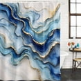 thumbnail image 2 of Blue Marble Texture Bathroom Shower Curtains with 12 Hooks Polyester Waterproof Shower Curtain for Stalls and Bathtubs Luxury Gradient Fluid Art Decorative Bathroom Privacy Curtain 54x78 Inches, 2 of 9