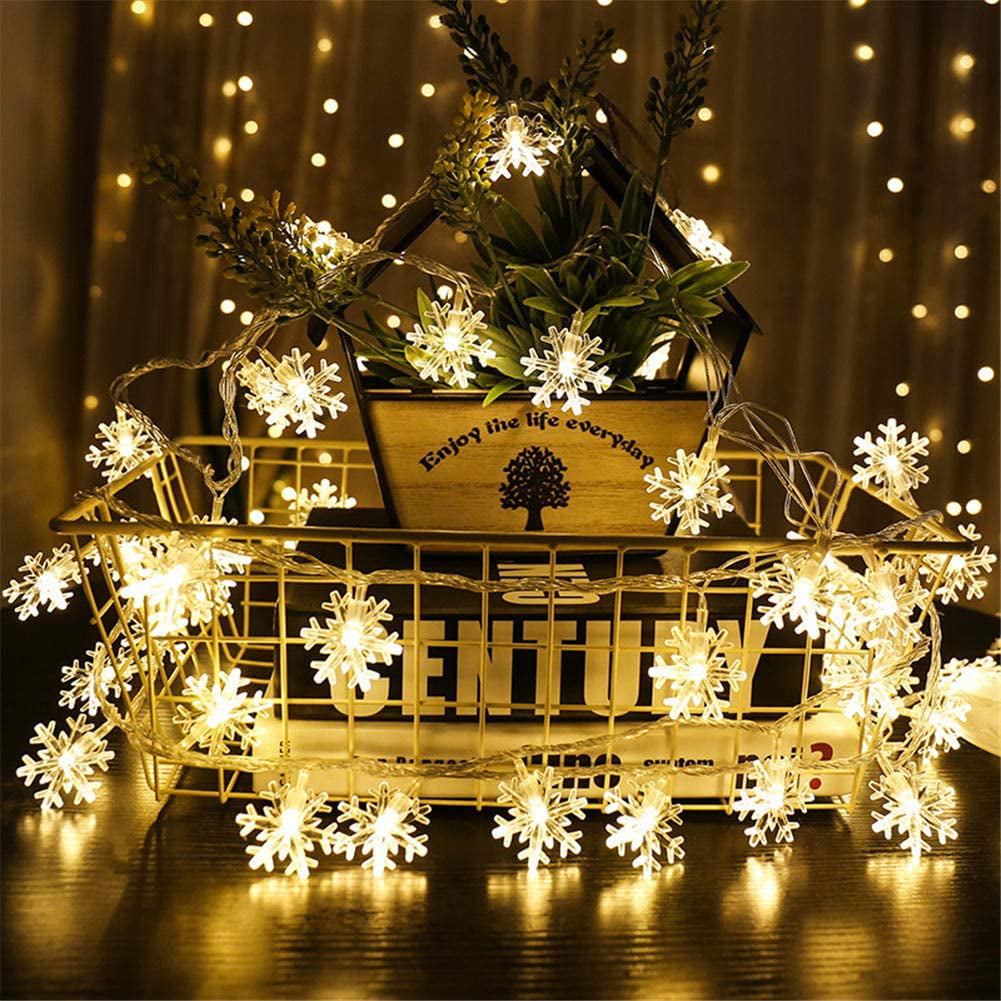 Snowflake Fairy String Lights LED Wedding Christmas Party Decor 40LED 19.6FT/6M 