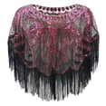 thumbnail image 3 of HNMKIU Wraps 1920s Art Deco Sequin Beaded Flapper Shawl Wrap Women's Evening Wedding Cape Party Cover Up Red,One Size, 3 of 3