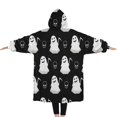thumbnail image 2 of Oversized Wearable Blanket Hoodie,Halloween Ghosts and Skulls Sherpa Blanket Hoodie with Super Pockets,Super Warm Fuzzy Pullover for Women & Men, 2 of 6
