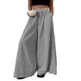 thumbnail image 2 of Women'S Striped Wide Leg Pants Elastic Waist Baggy Palazzo Trousers with Pockets Going Out Outfits Black & White L, 2 of 10