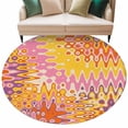 thumbnail image 2 of Round Area Rug 7 Ft, Yellow Orange Pink Washable Non-Slip Circle Carpet for Living Room/Bedroom, Modern Funny Illusion Abstract Art Low-Profile Large Runner Mat Collection Rugs for Indoor, 2 of 7