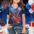 thumbnail image 2 of XAOFW Girl's T-Shirts Short Sleeve V Neck Graphic Print Kids 250Th Anniversary T Shirts Leisure Wear Loose Fit Tee Shirts Holiday Celebration Soft Comfortable Children Top, 2 of 3