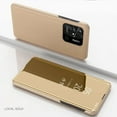 thumbnail image 2 of Mirror Case for Xiaomi Redmi 10A, Luxury View Smart Display Case Ultra Thin Support Wireless Charging Phone Cover for Xiaomi Redmi 10A QH Golden, 2 of 9