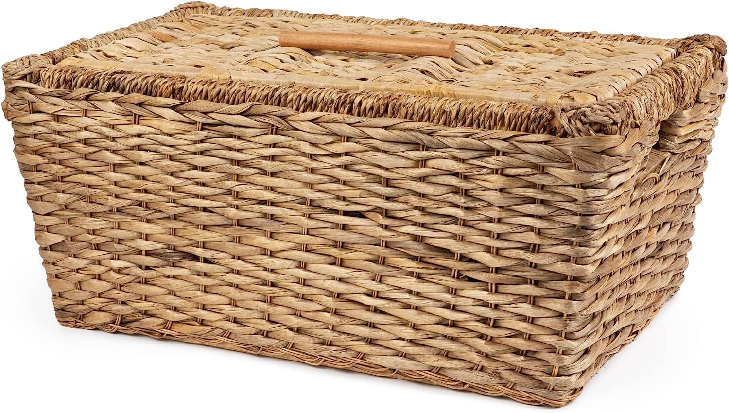 Large Wicker Storage Basket Rattan Woven Toy Chest Blanket Rectangular