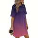 thumbnail image 4 of Mujeres Manga Corta Tops Impresión Casual Cuello Redondo Vendaje Vestido Falda de las Señoras, Vestido de Manga Corta para las Mujeres Primavera Verano Uso Diario, 4 of 6