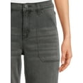 thumbnail image 4 of Time and Tru Women's High Rise Wide Leg Crop Utility Jeans, 26.5" Inseam, Sizes 2-20, 4 of 6