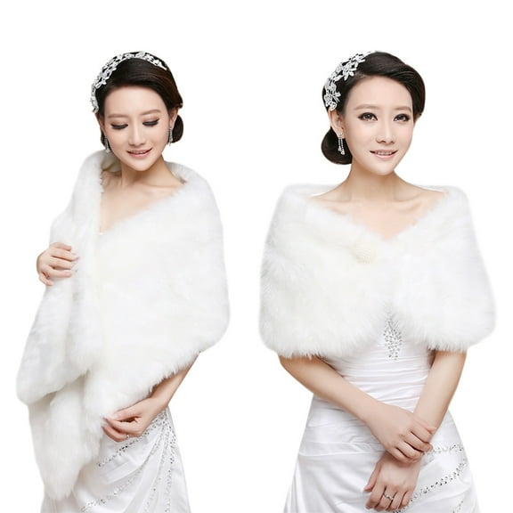 Minkissy 1Pack Plush Shawl Beige Crescent Shape Elegant Design for Women Wedding Party