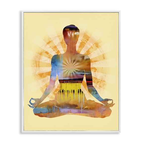 Stupell Industries Mindful Meditation Pose People Painting White Framed Art Print Wall Art, 24 x 30