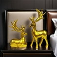 thumbnail image 5 of nvzhuang Christmas Reindeer Gold Figurines 2 Pcs Resin Deer Statues Table Decorations for Home, Office, 5 of 8