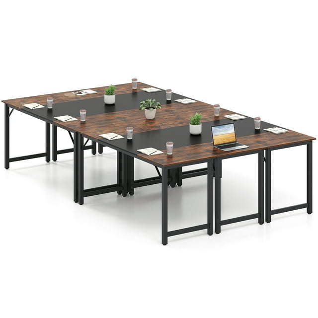 Gymax 6 PCS 63'' Computer Desk Modern Industrial Office Desk w/ Metal Frame & Large Executive Desk