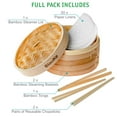 thumbnail image 3 of BlauKe® Bamboo Steamer Basket 10 Inch with Chopsticks, Tongs, 50 Paper Liners – 2-Tier Food Steamer for Cooking Dumplings Vegetables Meat Fish Rice, 3 of 13