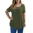 thumbnail image 2 of Traleubie Women Plus Size Short Sleeve Tops Casual Lace Pleated Tunic Tops m-4x, 2 of 4