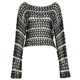 thumbnail image 1 of Women Sexy Hollow Out Long Sleeve T-Shirts Harajuku Striped Knit Mesh Persective for Sun for Protection Sweater Crop Top L, 1 of 4