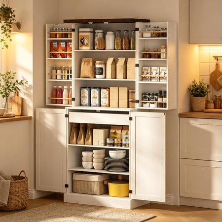 Stylish Storage Cabinet Home Office Organizer Vertical Kitchen Pantry Cabinet Tall Pantry Cabinet(Only Tall Pantry Cabinet)