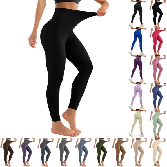 No Front Seam Yoga Leggings for Women - 22" / 23" High Waist Buttery Soft Lounge Yoga Pants Black S