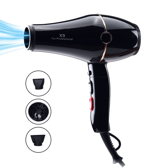 Secador de pelo de aire frío y caliente para peluquería (negro) Enchufe estándar europeo ER