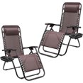 thumbnail image 7 of Devoko 2 PCS Zero Gravity Chair Outdoor Lounge Patio Chair Camp Reclining Lounge Chairs, Brown, 7 of 7