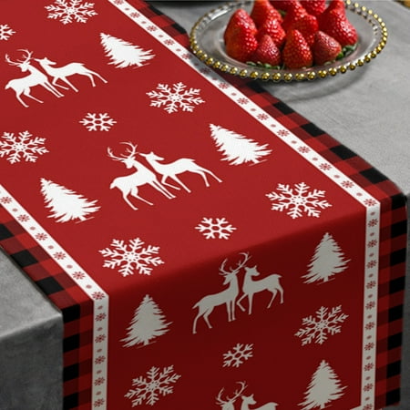 

Mittory Christmas Home Decoration Supplies Knitted Fabric Table Runner Creative Christmas Tablecloth