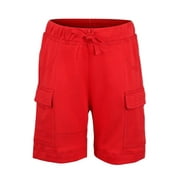 Kidsy Boys Casual Beach Cargo Shorts – Soft Cotton, Pull-On/Drawstring Closure, Two Pockets – Crimson, 5