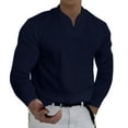 thumbnail image 1 of YDLCAFD Men Spring Spring &Winter Casual V Neck Solid Long Sleeve Tee Shirt Top Blouse, 1 of 4