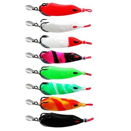 8pcs Soft Frog Lure 8cm 16g Fishing Soft Bait Lure with Blood Trough Hook Topwater Bass