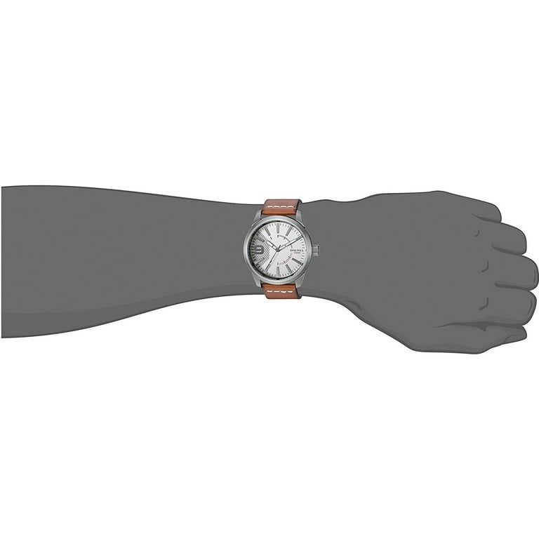 Diesel Men s Rasp DZ1803 Silver Leather Japanese Quartz Fashion Watch