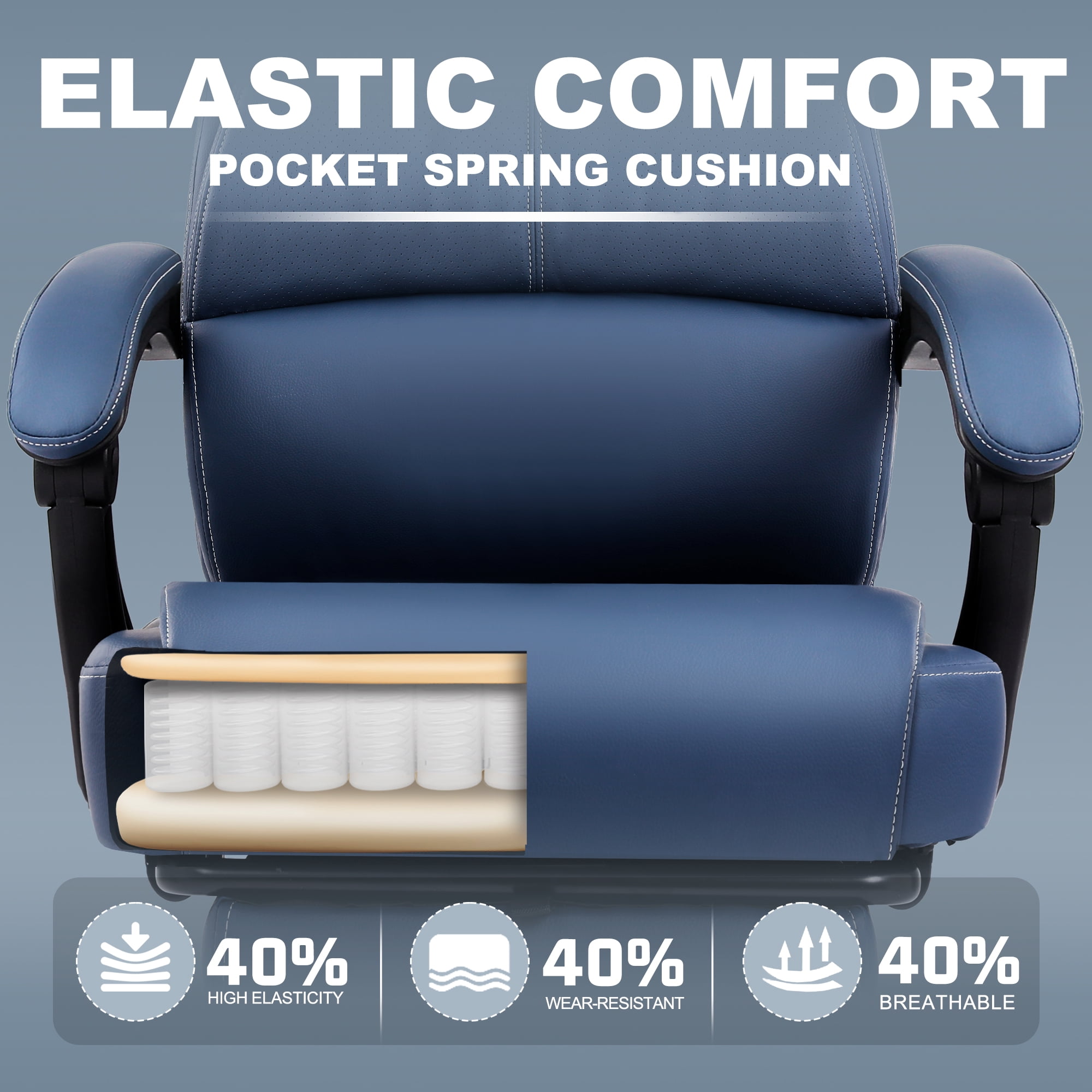 Misolant Big and Tall Office Chair with Footrest, High Back Desk Chair with Linkage Armrest, 90-155° Recline Executive Computer Chairs with Adjustable Height for Home