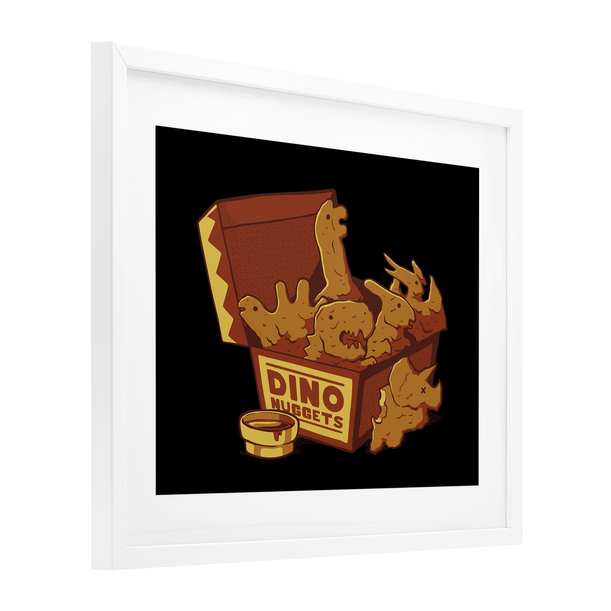 Stupell Industries Dino Nuggets with Sauce White Framed Print Under Glass, design by Tobe Fonseca