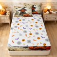 thumbnail image 4 of Erosebridal Spooky Witch Pumpkin Zipper Queen Comforter Set with Fitted Sheet and 2 Pillowcases, Boho Castle Butterfly Zipper Bedding Set for Boys Girls, Orange Beige Black, Halloween Reversible, 4 of 7