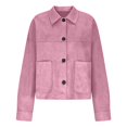 thumbnail image 2 of Jackets For Women Casual Button Down Cropped Jacket Fall Long Sleeve Outerwear Coats (Pink XL), 2 of 5
