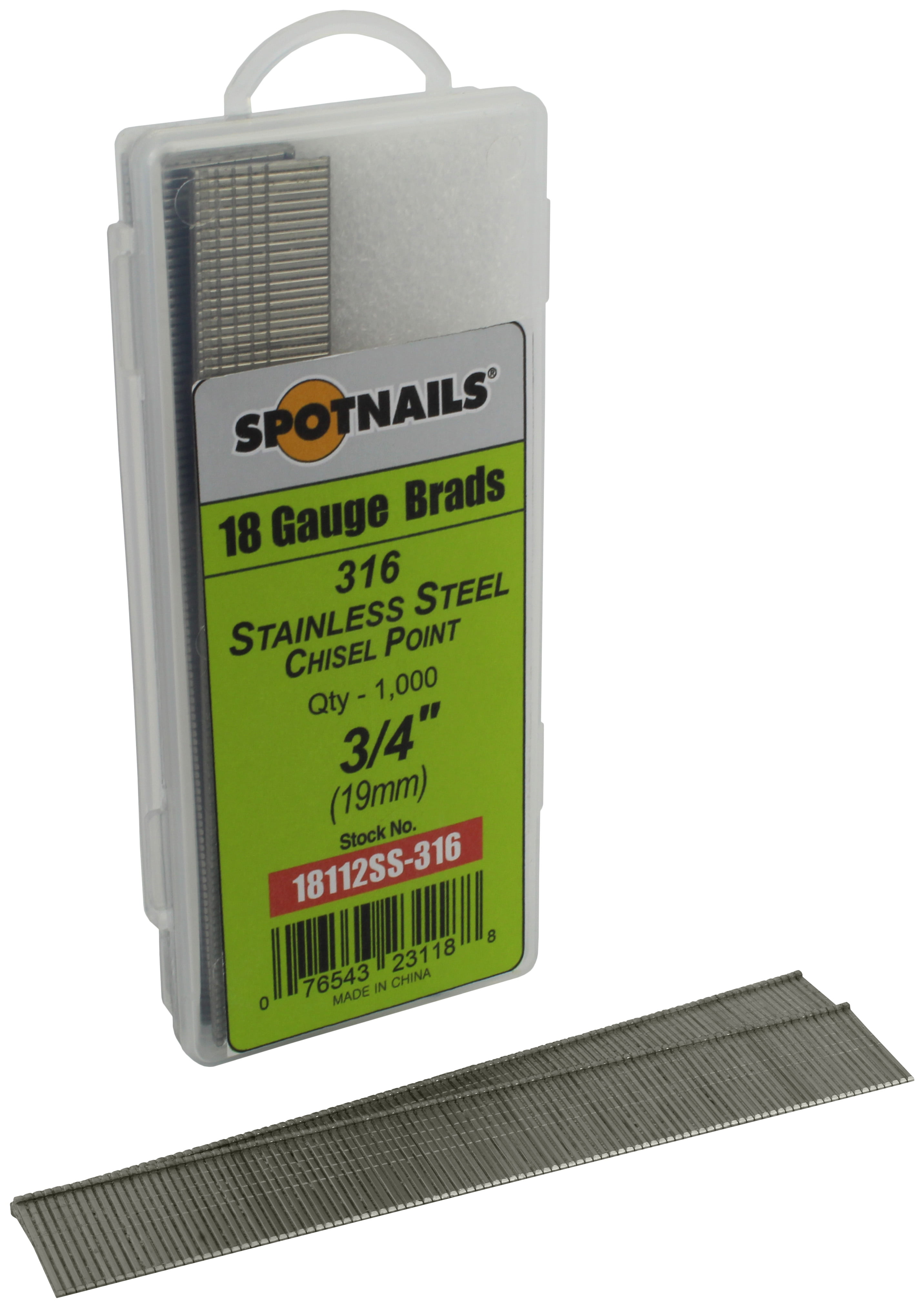 5,000/Box Spotnails 18512SS-316 3/4 in 316 Stainless Steel 18 Gauge AX Style Brads