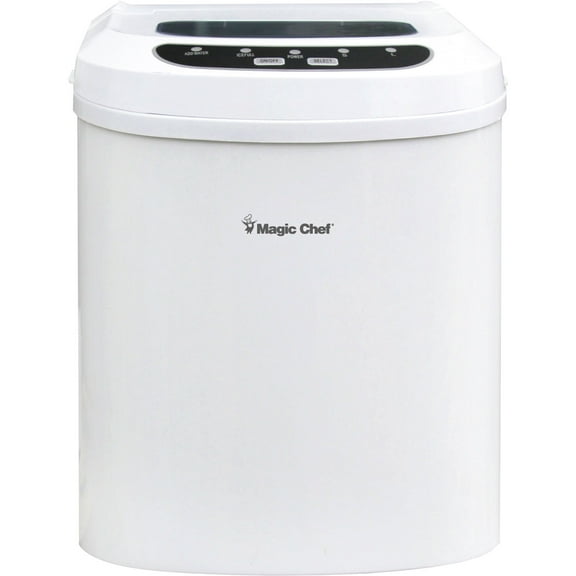 Magic Chef 27 lb. Capacity Portable Countertop Ice Maker, White and Makes Bullet Ice