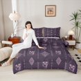 thumbnail image 4 of Feelyou Purple Mandala Damask Queen Comforter Set, Gothic Skeleton Bedding Set, 3pcs, 4 of 8