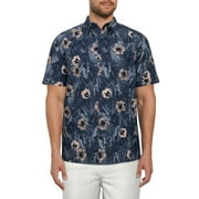Mens Tropical Flower Print Short Sleeve Shirt, up to Size 5XL