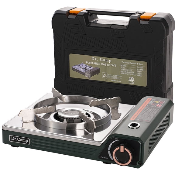 Butane Gas Camping Stove, Portable Single Burner Outdoor Cooking Stove with Easy Ignition, Compact Gas Cooktop for Camping, Hiking, Picnic