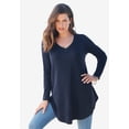 thumbnail image 2 of Roaman's Women's Plus Size Knit Thermal V Neck Swing Tunic – Long Sleeve, 2 of 4