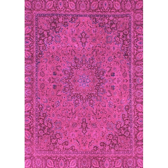 Ahgly Company Machine Washable Indoor Rectangle Abstract Pink Modern Area Rugs, 4' x 6'