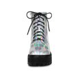 thumbnail image 2 of BLISSFUL STEP Valentine's Women's Boot Colorful Round Toe Platform Lace Up Ankle Boots Silver 7.5, 2 of 8