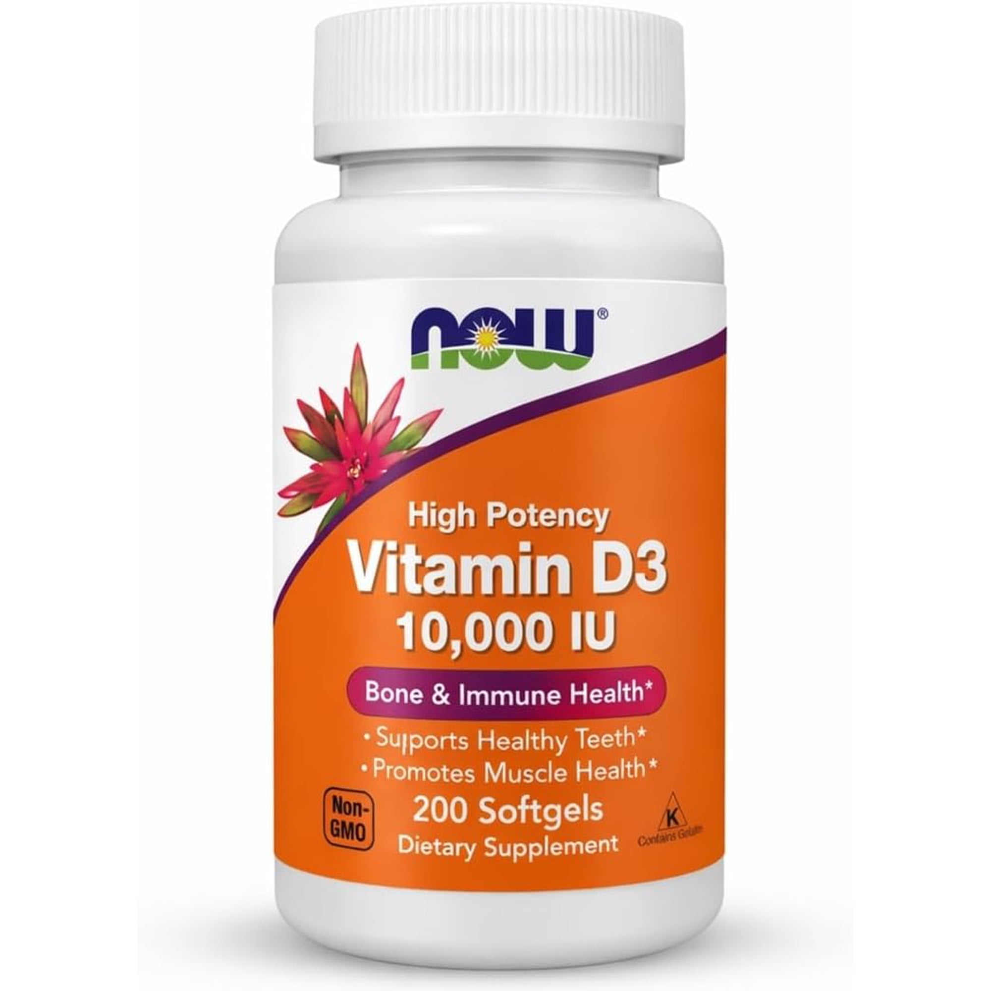 NOW Foods Supplements, Vitamin D-3 10,000 IU, Highest Potency, Structural Support*, 200 Softgels