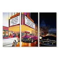 Elephant Stock Esquire Theatre Wall Art - Horizontal Multi Panel Canvas - Living Room Wall Decor - Transportation Multi Panel - Purple And Orange Decor By Bruce Kaiser - 23" x 14"