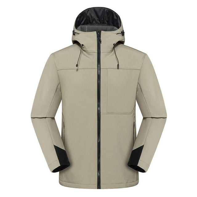 LOVZFMLL Jackets for Men Solid Color Outdoors Mountaineering Wearproof Warm Zipper Multi-pocket Coat Long Sleeve Jacket