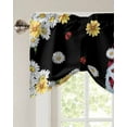 thumbnail image 3 of Tie Up Valance Curtain for Kitchen, Rural Gnome Daisy Sunflowers Rod Pocket Short Curtains Adjustable Tie-Up Shade Valances, Farm Animal Ladybug Window Treatment for Bathroom Living Room Bedroom, 3 of 7