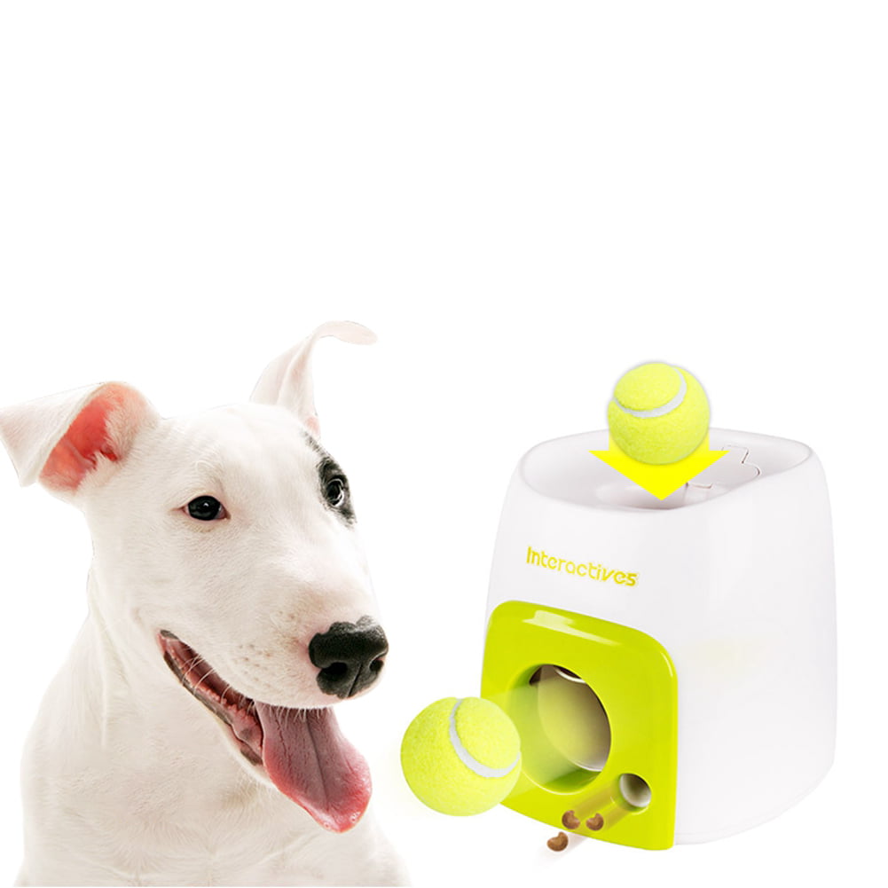 ZSQSM Automatic Pet Feeder Fetch Tennis Ball Dog Training Toys Interactive Throwing Ball Machine Reward Non-Electric Machine for Dogs Training Dog Toys White,Grey JJ14631986-536-WJH 