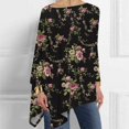 thumbnail image 2 of Womens Plus Size Long Sleeve Tops Boat Neck Vintage Floral Printed Pullover Casual Loose-Fit Irregular Hem T-Shirts Blouse, 2 of 5