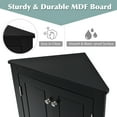 thumbnail image 4 of Bathroom Storage Cabinet, Triangle Bathroom Cabinet with Doors and Adjustable Shelves, Freestanding Bathroom Corner Cabinet, Corner Storage Cabinet for Bathroom, Kitchen, Living Room, Black, 4 of 9