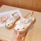 thumbnail image 1 of Puntoco Novedad De Verano Para Niñas, Zapatos De Princesa Con Diamantes De Imitación Y Punta Floral De Suela Suave, Sandalias De Playa Antideslizantes, Sandalias Para Niñas Beige 29, 1 of 5